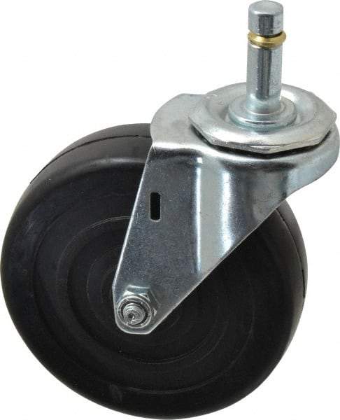 E.R. Wagner - 4" Diam x 1-1/4" Wide x 4-1/2" OAH Stem Mount Swivel Caster - Soft Rubber, 165 Lb Capacity, Delrin Bearing, 7/16 x 1-3/8" Friction Stem - Americas Industrial Supply