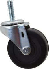 E.R. Wagner - 3" Diam x 1-1/4" Wide x 3-5/8" OAH Stem Mount Swivel Caster - Soft Rubber, 125 Lb Capacity, Delrin Bearing, 7/16-14 x 1-1/2" Threaded Stem - Americas Industrial Supply