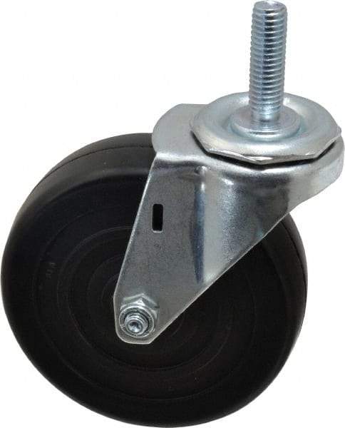 E.R. Wagner - 4" Diam x 1-1/4" Wide x 4-1/2" OAH Stem Mount Swivel Caster - Soft Rubber, 165 Lb Capacity, Delrin Bearing, 7/16-14 x 1-1/2" Threaded Stem - Americas Industrial Supply