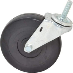 E.R. Wagner - 5" Diam x 1-1/4" Wide x 5-1/2" OAH Stem Mount Swivel Caster - Soft Rubber, 190 Lb Capacity, Delrin Bearing, 7/16-14 x 1-1/2" Threaded Stem - Americas Industrial Supply
