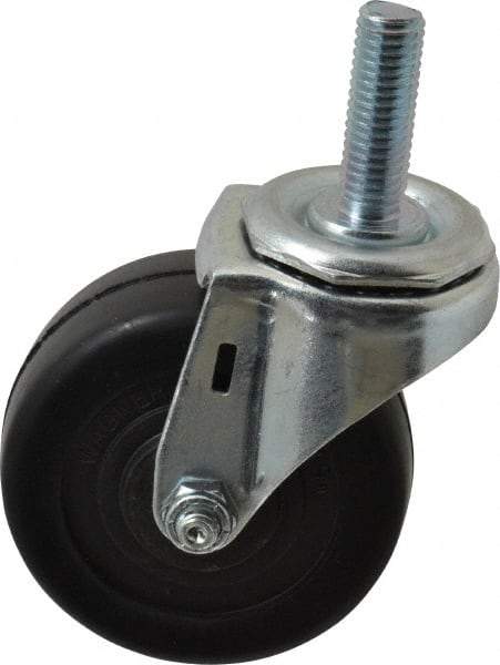 E.R. Wagner - 3" Diam x 1-1/4" Wide x 3-5/8" OAH Stem Mount Swivel Caster - Soft Rubber, 125 Lb Capacity, Delrin Bearing, 1/2-13 x 1-1/2" Threaded Stem - Americas Industrial Supply