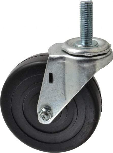 E.R. Wagner - 4" Diam x 1-1/4" Wide x 4-1/2" OAH Stem Mount Swivel Caster - Soft Rubber, 165 Lb Capacity, Delrin Bearing, 1/2-13 x 1-1/2" Threaded Stem - Americas Industrial Supply