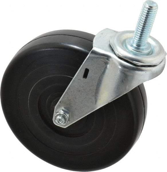 E.R. Wagner - 5" Diam x 1-1/4" Wide x 5-1/2" OAH Stem Mount Swivel Caster - Soft Rubber, 190 Lb Capacity, Delrin Bearing, 1/2-13 x 1-1/2" Threaded Stem - Americas Industrial Supply