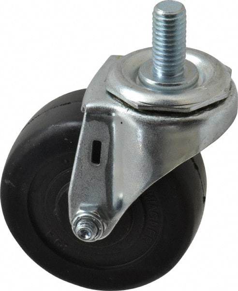 E.R. Wagner - 3" Diam x 1-1/4" Wide x 3-5/8" OAH Stem Mount Swivel Caster - Soft Rubber, 125 Lb Capacity, Delrin Bearing, 1/2-13 x 1" Threaded Stem - Americas Industrial Supply