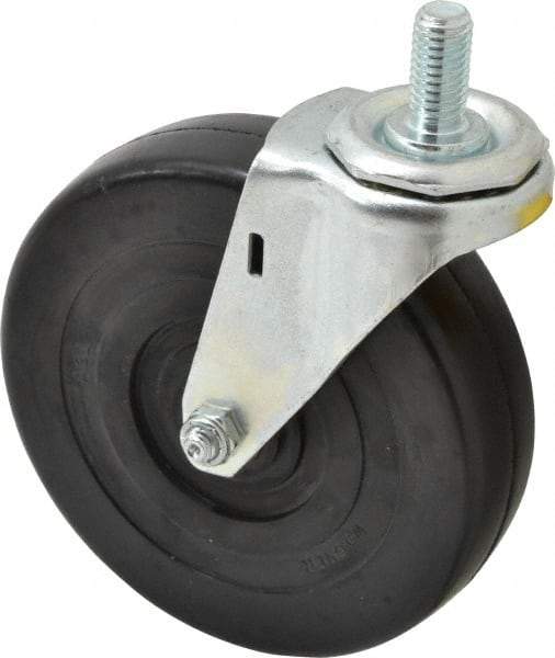 E.R. Wagner - 5" Diam x 1-1/4" Wide x 5-1/2" OAH Stem Mount Swivel Caster - Soft Rubber, 190 Lb Capacity, Delrin Bearing, 1/2-13 x 1" Threaded Stem - Americas Industrial Supply