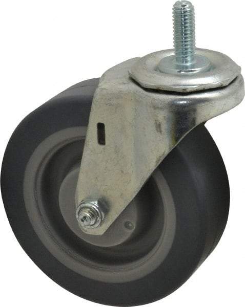 E.R. Wagner - 4" Diam x 1-1/4" Wide x 4-1/2" OAH Stem Mount Swivel Caster - TPR, 165 Lb Capacity, Delrin Bearing, 3/8-16 x 1" Threaded Stem - Americas Industrial Supply