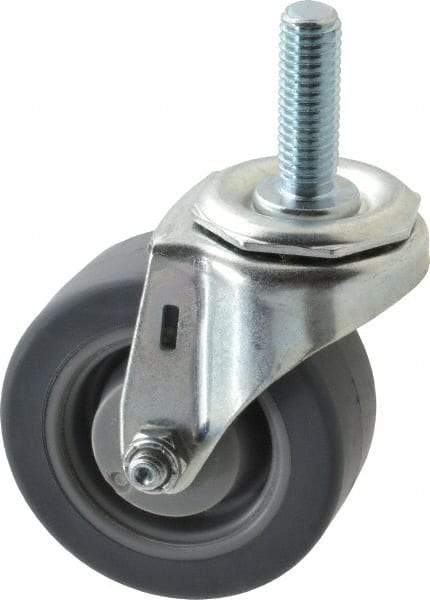 E.R. Wagner - 3" Diam x 1-1/4" Wide x 3-5/8" OAH Stem Mount Swivel Caster - TPR, 125 Lb Capacity, Delrin Bearing, 1/2-13 x 1-1/2" Threaded Stem - Americas Industrial Supply