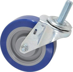 E.R. Wagner - 4" Diam x 1-1/4" Wide x 4-1/2" OAH Stem Mount Swivel Caster - Polyurethane, 275 Lb Capacity, Delrin Bearing, 1/2-13 x 1-1/2" Threaded Stem - Americas Industrial Supply