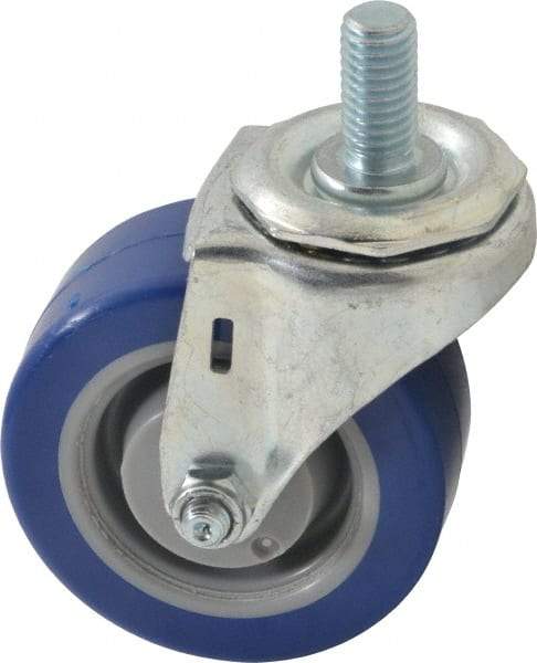 E.R. Wagner - 3" Diam x 1-1/4" Wide x 3-5/8" OAH Stem Mount Swivel Caster - Polyurethane, 210 Lb Capacity, Delrin Bearing, 1/2-13 x 1" Threaded Stem - Americas Industrial Supply
