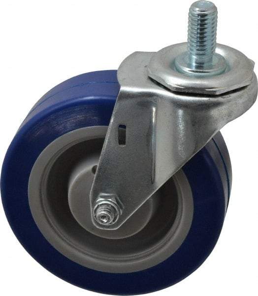 E.R. Wagner - 4" Diam x 1-1/4" Wide x 4-1/2" OAH Stem Mount Swivel Caster - Polyurethane, 275 Lb Capacity, Delrin Bearing, 1/2-13 x 1" Threaded Stem - Americas Industrial Supply