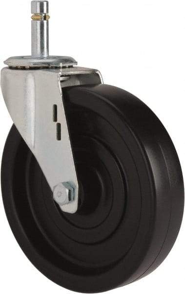 E.R. Wagner - 5" Diam x 1-1/4" Wide x 5-1/2" OAH Stem Mount Swivel Caster - Polyolefin, 280 Lb Capacity, Plain Bearing, 7/16 x 1-3/8" Friction Stem - Americas Industrial Supply