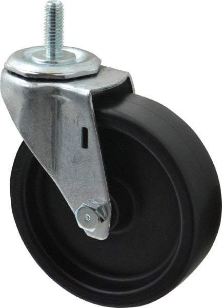 E.R. Wagner - 4" Diam x 1-1/4" Wide x 4-1/2" OAH Stem Mount Swivel Caster - Polyolefin, 255 Lb Capacity, Plain Bearing, 3/8-16 x 1" Threaded Stem - Americas Industrial Supply