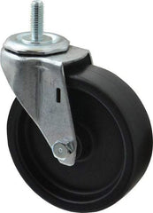E.R. Wagner - 4" Diam x 1-1/4" Wide x 4-1/2" OAH Stem Mount Swivel Caster - Polyolefin, 255 Lb Capacity, Plain Bearing, 3/8-16 x 1" Threaded Stem - Americas Industrial Supply