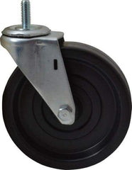 E.R. Wagner - 5" Diam x 1-1/4" Wide x 5-1/2" OAH Stem Mount Swivel Caster - Polyolefin, 280 Lb Capacity, Plain Bearing, 3/8-16 x 1" Threaded Stem - Americas Industrial Supply