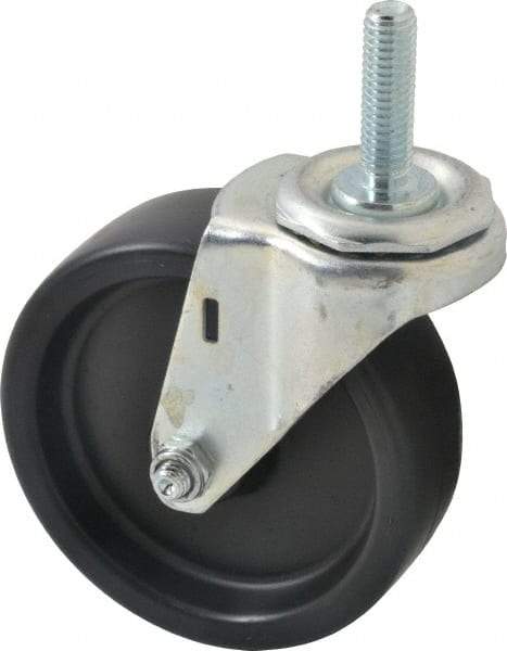 E.R. Wagner - 4" Diam x 1-1/4" Wide x 4-1/2" OAH Stem Mount Swivel Caster - Polyolefin, 255 Lb Capacity, Plain Bearing, 7/16-14 x 1-1/2" Threaded Stem - Americas Industrial Supply