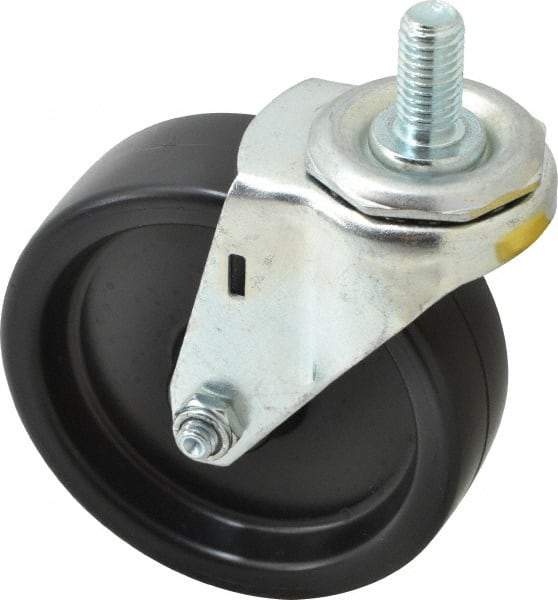E.R. Wagner - 4" Diam x 1-1/4" Wide x 4-1/2" OAH Stem Mount Swivel Caster - Polyolefin, 255 Lb Capacity, Plain Bearing, 1/2-13 x 1" Threaded Stem - Americas Industrial Supply