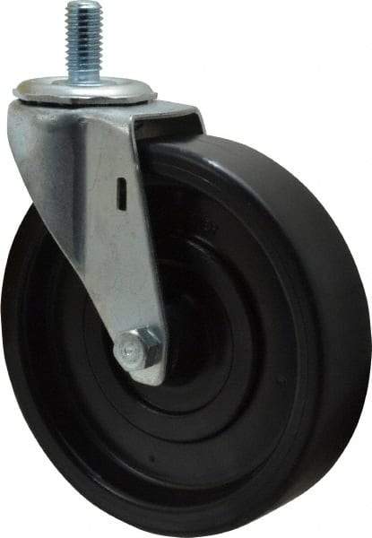 E.R. Wagner - 5" Diam x 1-1/4" Wide x 5-1/2" OAH Stem Mount Swivel Caster - Polyolefin, 280 Lb Capacity, Plain Bearing, 1/2-13 x 1" Threaded Stem - Americas Industrial Supply