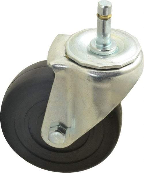 E.R. Wagner - 4" Diam x 1-1/4" Wide x 5" OAH Stem Mount Swivel Caster - Soft Rubber, 165 Lb Capacity, Delrin Bearing, 7/16 x 1-3/8" Friction Stem - Americas Industrial Supply