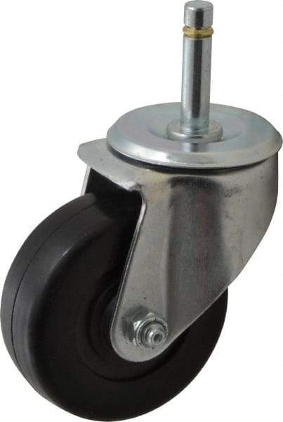 E.R. Wagner - 3-1/2" Diam x 1-1/4" Wide x 4-1/2" OAH Stem Mount Swivel Caster - Soft Rubber, 155 Lb Capacity, Delrin Bearing, 7/16 x 1-29/32" Friction Stem - Americas Industrial Supply