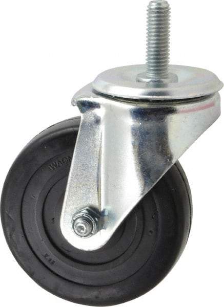 E.R. Wagner - 4" Diam x 1-1/4" Wide x 5" OAH Stem Mount Swivel Caster - Soft Rubber, 165 Lb Capacity, Delrin Bearing, 1/2-13 x 1-1/2" Threaded Stem - Americas Industrial Supply