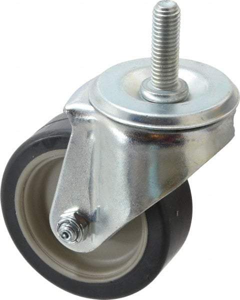 E.R. Wagner - 3-1/2" Diam x 1-1/4" Wide x 4-1/2" OAH Stem Mount Swivel Caster - TPR, 155 Lb Capacity, Delrin Bearing, 1/2-13 x 1-1/2" Threaded Stem - Americas Industrial Supply