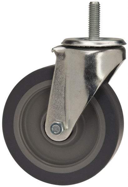 E.R. Wagner - 5" Diam x 1-1/4" Wide x 6-1/8" OAH Stem Mount Swivel Caster - TPR, 200 Lb Capacity, Delrin Bearing, 1/2-13 x 1-1/2" Threaded Stem - Americas Industrial Supply