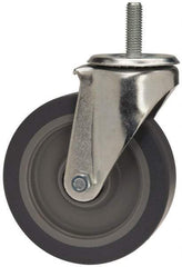 E.R. Wagner - 5" Diam x 1-1/4" Wide x 6-1/8" OAH Stem Mount Swivel Caster - TPR, 200 Lb Capacity, Delrin Bearing, 1/2-13 x 1-1/2" Threaded Stem - Americas Industrial Supply