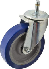E.R. Wagner - 5" Diam x 1-1/4" Wide x 6-1/8" OAH Stem Mount Swivel Caster - Polyurethane, 300 Lb Capacity, Delrin Bearing, 7/16 x 1-3/8" Friction Stem - Americas Industrial Supply