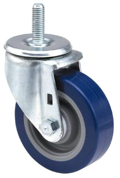 E.R. Wagner - 5" Diam x 1-1/4" Wide x 6-1/8" OAH Stem Mount Swivel Caster - Polyurethane, 300 Lb Capacity, Delrin Bearing, 1/2-13 x 3/4" Threaded Stem - Americas Industrial Supply
