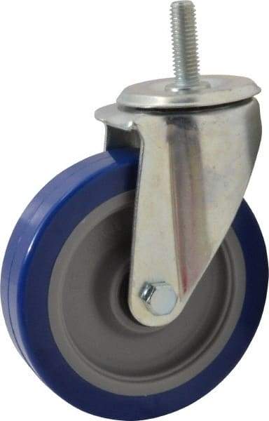 E.R. Wagner - 5" Diam x 1-1/4" Wide x 6-1/8" OAH Stem Mount Swivel Caster - Polyurethane, 300 Lb Capacity, Delrin Bearing, 1/2-13 x 1-1/2" Threaded Stem - Americas Industrial Supply