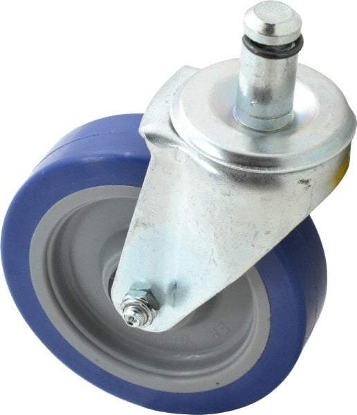 E.R. Wagner - 5" Diam x 1-1/4" Wide x 6-1/8" OAH Stem Mount Swivel Caster - Polyurethane, 300 Lb Capacity, Delrin Bearing, 13/16 x 1-3/4" Friction Stem - Americas Industrial Supply