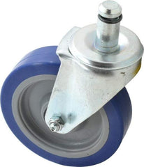 E.R. Wagner - 5" Diam x 1-1/4" Wide x 6-1/8" OAH Stem Mount Swivel Caster - Polyurethane, 300 Lb Capacity, Delrin Bearing, 13/16 x 1-3/4" Friction Stem - Americas Industrial Supply