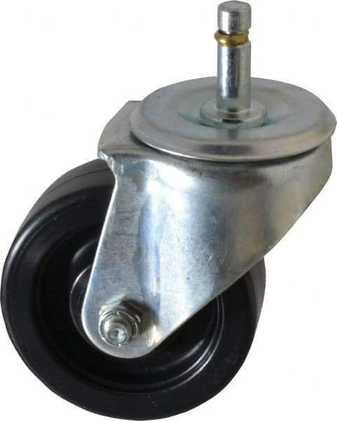 E.R. Wagner - 3-1/2" Diam x 1-1/4" Wide x 4-1/2" OAH Stem Mount Swivel Caster - Polyolefin, 250 Lb Capacity, Delrin Bearing, 7/16 x 1-3/8" Friction Stem - Americas Industrial Supply