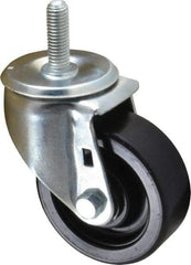 E.R. Wagner - 3-1/2" Diam x 1-1/4" Wide x 4-1/2" OAH Stem Mount Swivel Caster - Polyolefin, 250 Lb Capacity, Delrin Bearing, 1/2-13 x 1-1/2" Threaded Stem - Americas Industrial Supply