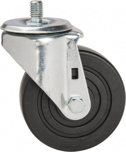 E.R. Wagner - 4" Diam x 1-3/8" Wide x 5" OAH Stem Mount Swivel Caster - Polyolefin, 275 Lb Capacity, Delrin Bearing, 1/2-13 x 3/4" Threaded Stem - Americas Industrial Supply