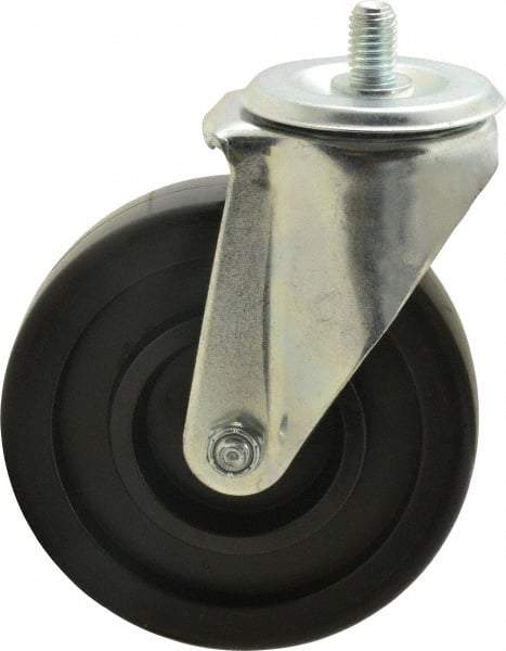 E.R. Wagner - 5" Diam x 1-3/8" Wide x 6-1/8" OAH Stem Mount Swivel Caster - Polyolefin, 300 Lb Capacity, Delrin Bearing, 1/2-13 x 3/4" Threaded Stem - Americas Industrial Supply