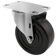 E.R. Wagner - 4" Diam x 1-1/4" Wide x 4-11/16" OAH Top Plate Mount Swivel Caster - Soft Rubber, 165 Lb Capacity, Delrin Bearing, 2-3/4 x 3-3/4" Plate - Americas Industrial Supply