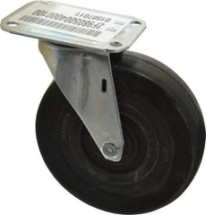 E.R. Wagner - 5" Diam x 1-1/4" Wide x 5-5/8" OAH Top Plate Mount Swivel Caster - Soft Rubber, 190 Lb Capacity, Delrin Bearing, 2-3/4 x 3-3/4" Plate - Americas Industrial Supply