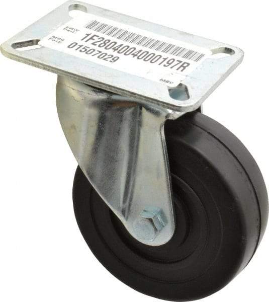 E.R. Wagner - 4" Diam x 1-3/8" Wide x 5-1/16" OAH Top Plate Mount Swivel Caster - Soft Rubber, 200 Lb Capacity, Delrin Bearing, 3-1/8 x 4-1/8" Plate - Americas Industrial Supply