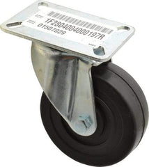 E.R. Wagner - 4" Diam x 1-3/8" Wide x 5-1/16" OAH Top Plate Mount Swivel Caster - Soft Rubber, 200 Lb Capacity, Delrin Bearing, 3-1/8 x 4-1/8" Plate - Americas Industrial Supply