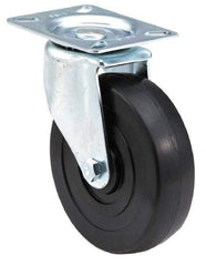 E.R. Wagner - 6" Diam x 1-3/8" Wide x 7-1/16" OAH Top Plate Mount Swivel Caster - Soft Rubber, 280 Lb Capacity, Delrin Bearing, 3-1/8 x 4-1/8" Plate - Americas Industrial Supply