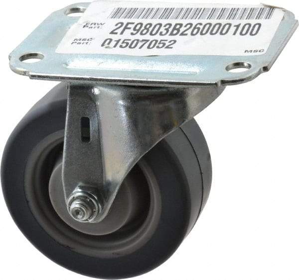 E.R. Wagner - 3" Diam x 1-1/4" Wide x 3-3/4" OAH Top Plate Mount Swivel Caster - TPR, 125 Lb Capacity, Delrin Bearing, 2-3/4 x 3-3/4" Plate - Americas Industrial Supply
