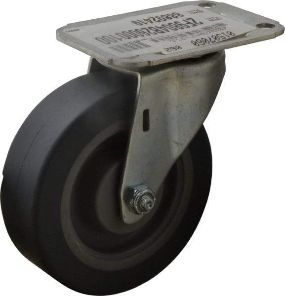 E.R. Wagner - 4" Diam x 1-1/4" Wide x 4-11/16" OAH Top Plate Mount Swivel Caster - TPR, 165 Lb Capacity, Delrin Bearing, 2-3/4 x 3-3/4" Plate - Americas Industrial Supply