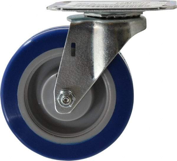 E.R. Wagner - 4" Diam x 1-1/4" Wide x 4-11/16" OAH Top Plate Mount Swivel Caster - Polyurethane, 275 Lb Capacity, Delrin Bearing, 2-3/4 x 3-3/4" Plate - Americas Industrial Supply