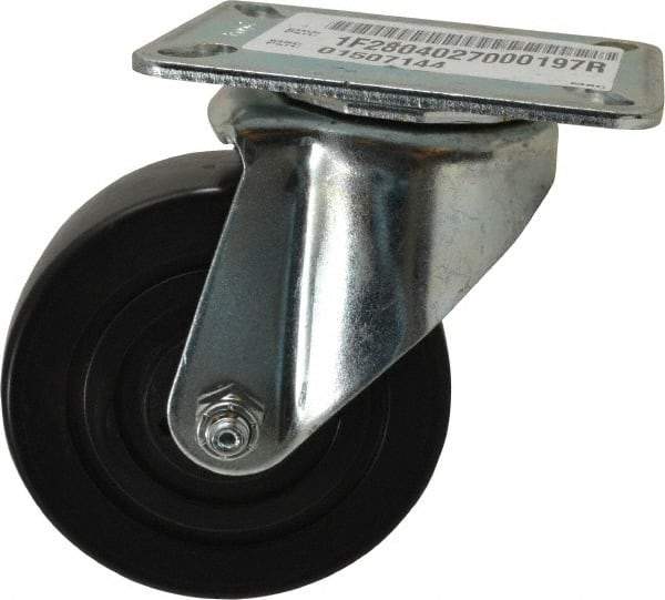 E.R. Wagner - 4" Diam x 1-3/8" Wide x 5-1/16" OAH Top Plate Mount Swivel Caster - Polyolefin, 300 Lb Capacity, Plain Bearing, 3-1/8 x 4-1/8" Plate - Americas Industrial Supply