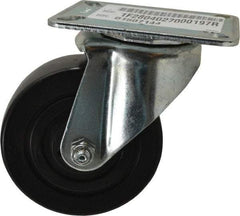 E.R. Wagner - 4" Diam x 1-3/8" Wide x 5-1/16" OAH Top Plate Mount Swivel Caster - Polyolefin, 300 Lb Capacity, Plain Bearing, 3-1/8 x 4-1/8" Plate - Americas Industrial Supply