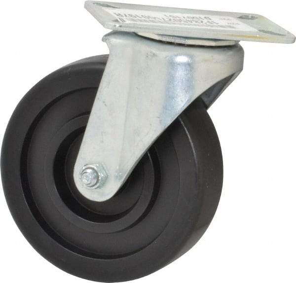 E.R. Wagner - 5" Diam x 1-3/8" Wide x 6-1/16" OAH Top Plate Mount Swivel Caster - Polyolefin, 350 Lb Capacity, Plain Bearing, 3-1/8 x 4-1/8" Plate - Americas Industrial Supply