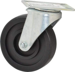 E.R. Wagner - 5" Diam x 1-3/8" Wide x 6-1/16" OAH Top Plate Mount Swivel Caster - Polyolefin, 350 Lb Capacity, Plain Bearing, 3-1/8 x 4-1/8" Plate - Americas Industrial Supply