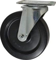 E.R. Wagner - 6" Diam x 1-3/8" Wide x 7-1/16" OAH Top Plate Mount Swivel Caster - Polyolefin, 400 Lb Capacity, Plain Bearing, 3-1/8 x 4-1/8" Plate - Americas Industrial Supply