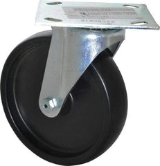 E.R. Wagner - 6" Diam x 1-3/8" Wide x 7-1/16" OAH Top Plate Mount Swivel Caster - Polyolefin, 400 Lb Capacity, Roller Bearing, 3-3/4 x 4-5/8" Plate - Americas Industrial Supply